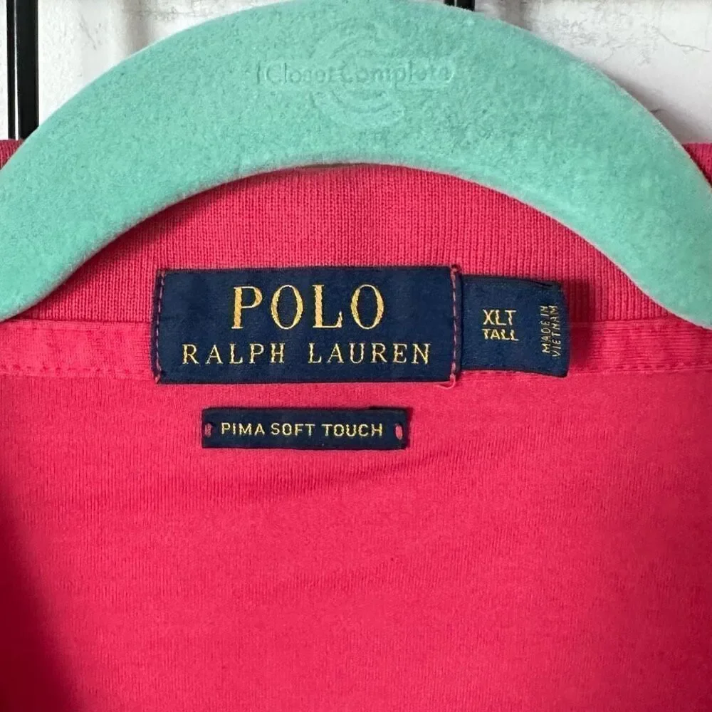 Polo Ralph Lauren Polo Shirt Mens XLT Pink Casual Coastal‎ Pima Cotton Tall